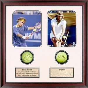  Roger Federer and Bjorn Borg Dual Autographed Tennis Ball 