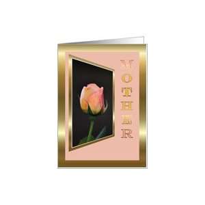  HAPPY MOTHERS DAY PINK PEACH ROSE BUD FLOWER Card Health 