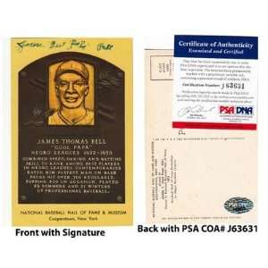  James Cool Papa Bell Signed Yellow Hall of Fame Postcard 