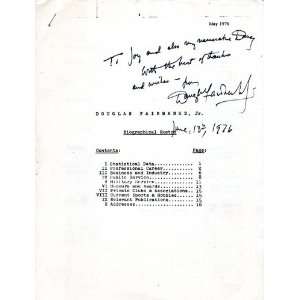  Douglas Fairbanks Jr Autographed Signed Rare Biographical 