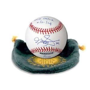 Grady Sizemore Autographed Baseball with MLB Debut   7/21/04 