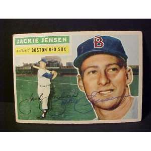  Jackie Jensen Boston Red Sox #115 1956 Topps Autographed 