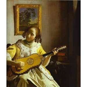 Hand Made Oil Reproduction   Jan Vermeer   32 x 38 inches   The Guitar 