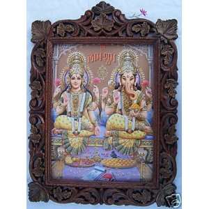  Elegant Lord Laxmi & Ganesha Pic in wood Frame Everything 