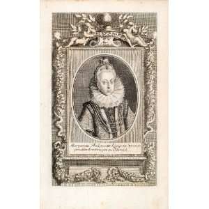  1721 Copper Engraving Portrait Margaret Austria Queen 