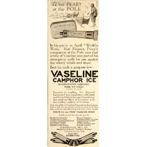 1910 Ad Vaseline Matt Henson Peary North Pole Dogsled   Original Print 