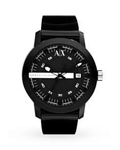 Armani Exchange Black Rubber Watch, 44mm