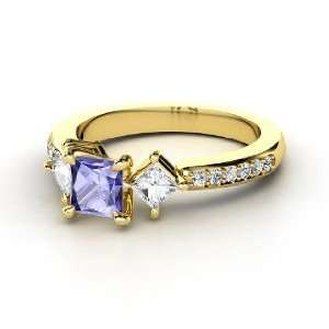  Caroline Ring, Princess Tanzanite 14K Yellow Gold Ring 