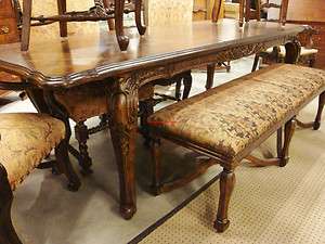   Handcarved Distressed Extension Dining Table 102 with leaves  