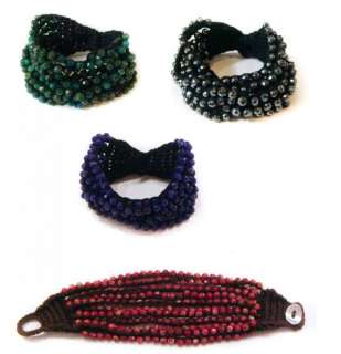 NEW CHAN LUU Black Hematite Mixed Crochet Wrap Bracelet Cuff Cord 