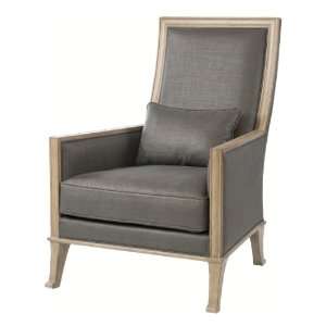  Riley Modern Tall Back French Steel Gray Linen Accent 