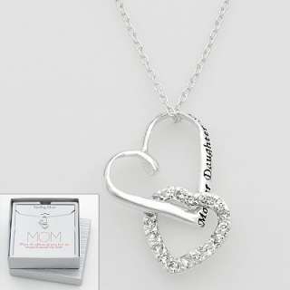 Sterling Silver Cubic Zirconia Mother Daughter Friend Heart Pendant 