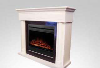 700/1400w 28White Steel & MDF Electric Fireplace Heater  