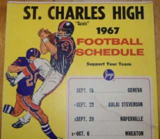 1967 St. Charles, IL High School   Football Poster, Jays Potato Chips 