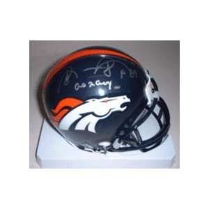 Shannon Sharpe Autographed Denver Broncos Riddell Mini Helmet with Go 