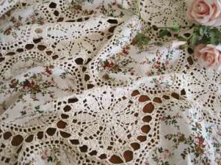 Vintage Handmade Crochet Lace Flower Table Cloth XL  