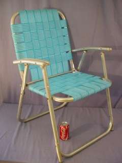 Vintage Aluminum Folding Webbed Lawn Chair Deck Camping Beach 