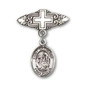   Baby Badge with St. Catherine of Siena Charm and Badge Pin with Cross
