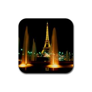 Eiffel Tower Night Fountains Paris France Coasters Set  