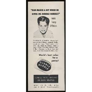  1953 Terry OBrien Dubble Bubble Gum Print Ad (9816)