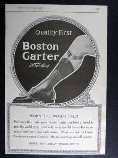 1920 BOSTON MENS GARTERS GEORGE FROST PRINT AD