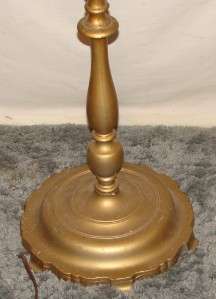 Vtg Gold Metal/Wrought Iron Floor Lamp W/ Glass Globe  