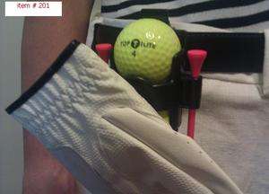 Golf balls, Glove, Tee Holder Clips on belt, golf bag  