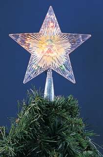 LIGHTED CLEAR 5 POINT STAR CHRISTMAS TREE TOPPER 762152006230 