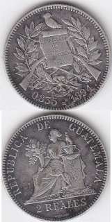 GUATEMALA SILVER COIN 2 REALES KM167 1894 VF  