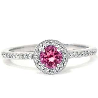 70CT Pink Sapphire Diamond Ring Vintage Halo Engagement Anniversary 