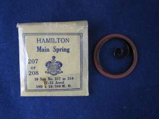 Pocket Watch Mainspring Hamilton Size 16 Factory number 317 318 New 