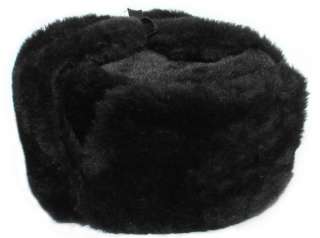 RUSSIAN WINTER Black USHANKA HAT (without badge) L 58  