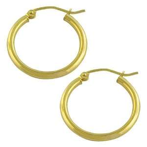  14 Karat Yellow Gold 2x25 mm Polished Tube Hoop Earrings Jewelry