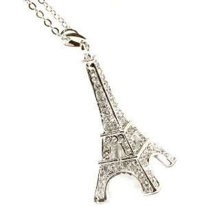  Silver Color Paris Eiffel Tower 3D Charm Necklace with 