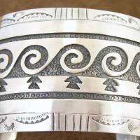Mens Sterling Silver Hopi Style Overlay Bracelet s7 8  