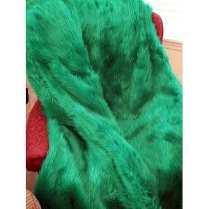  Emerald Green Plush Fun Fur  Faux Fur Throw  Reversible 