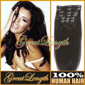 20 100g Clip In Human Hair Extensions Darkest Brown #2  