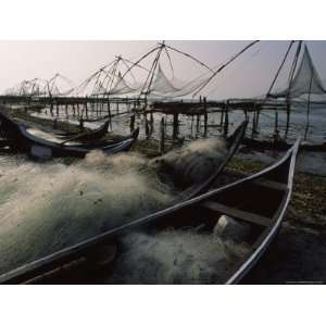  Chinese Fishing Nets along Cochin Shoreline at Low Tide 