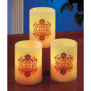  Set of 3 Flameless Candles ~ Laugh Love Hope