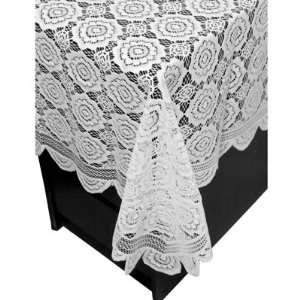 New Vintage Style White Color Table Cloth Crochet Lace Floral Design 