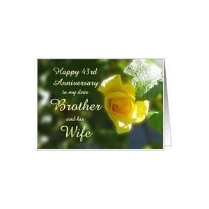 com Happy 43rd Anniversary Brother and his Wife   Yellow Rose Flowers 