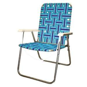  Lawn Webbed Steel Beach Chair   Blue/blue Stripe Patio 