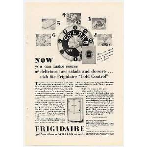  1929 Frigidaire Cold Control Refrigerator Print Ad (6849 