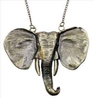 Large Elephant Trunk Up Nose Bronze Pendant Necklace  