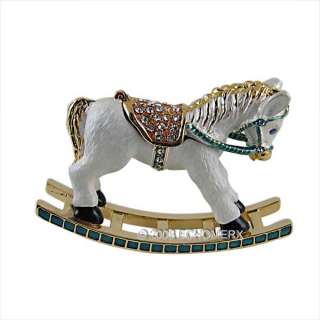 White Rocking Horse Trinket Box w/Swarovski Crystals  
