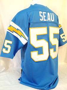 CHARGERS JUNIOR SEAU POWDER BLUE THROWBACK JERSEY SIZES 46 60 FREE S&H 