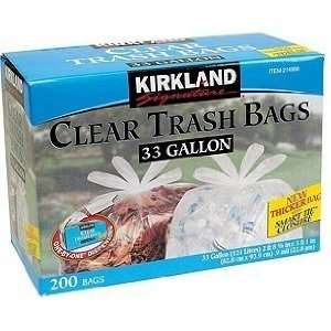   Clear Trash Bags   33 Gallon   200 Bags & Ties