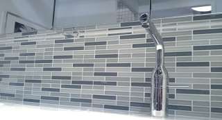 Light Blue Grey Linear Glass Subway Tile Kitchen/Bath  