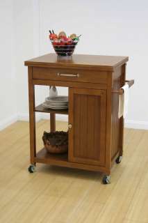 Oak Finish Wood Kitchen Serving Cart ~New~  