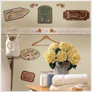   COUNTRY SIGNS WALL DECALS Laundry Bathroom Kitchen Stickers Decor